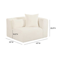 Telav Fluffy Oversized Cream Corduroy Modular RAF Corner Chair