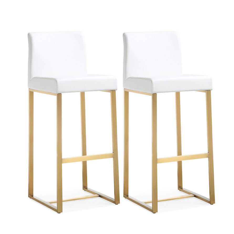Moriah White Gold Steel Barstools (Set of 2) - Luxury Living Collection