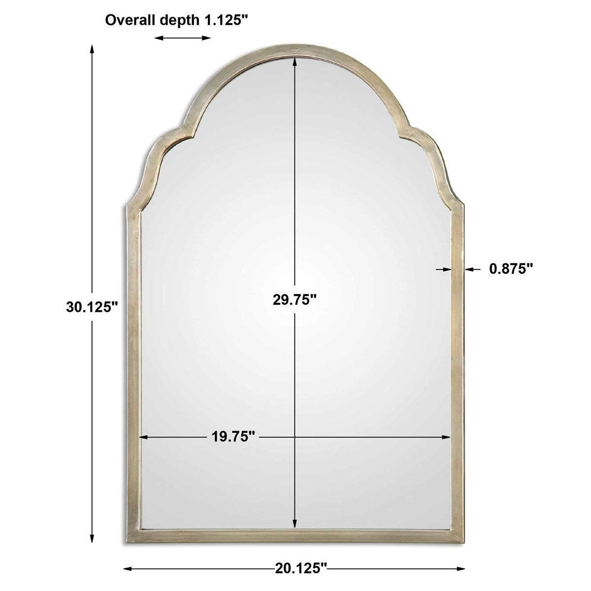 Amore 30" Petite Champagne Arched Mirror