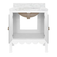 Marleigh 30.5" White Scallop & Marble Bath Vanity