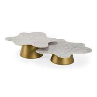 Reign White Marble & Gold Nesting Coffee Table Set