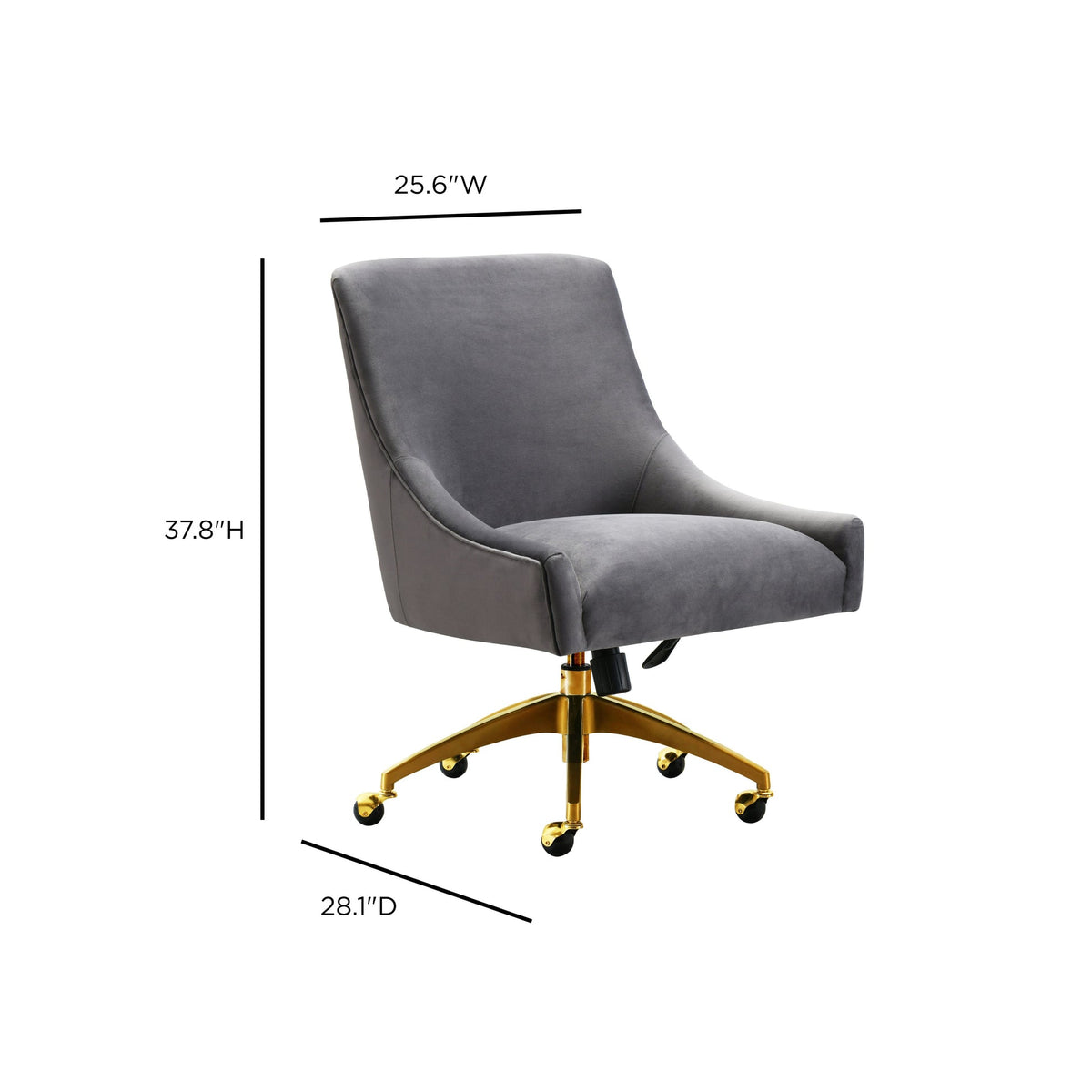 Prado Grey Velvet Office Swivel Office Chair - Luxury Living Collection