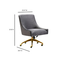 Prado Grey Velvet Office Swivel Office Chair - Luxury Living Collection
