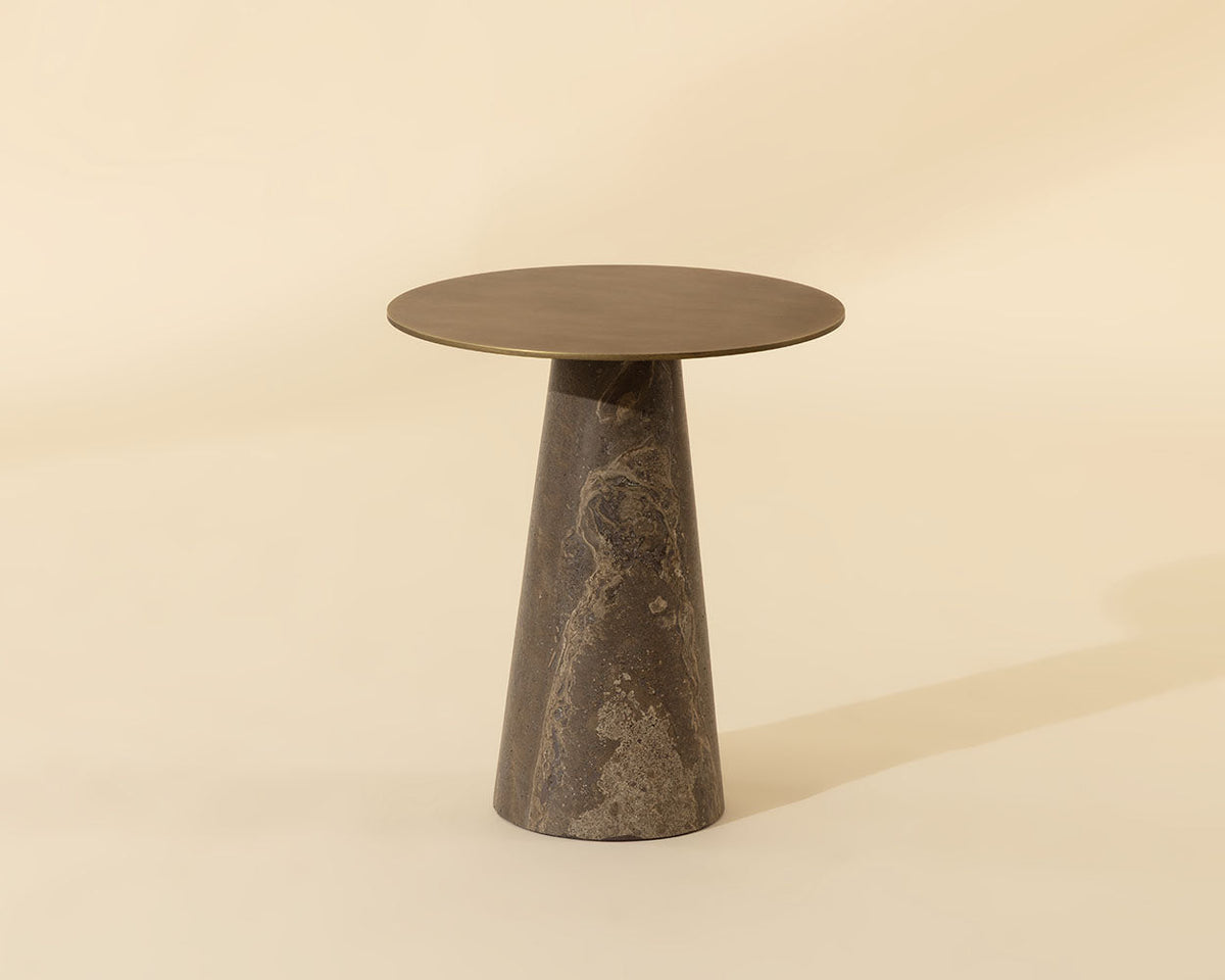 Aditi Travertine & Antique Brown/Brass Accent Table (2 Sizes Available)