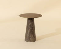 Aditi Travertine & Antique Brown/Brass Accent Table (2 Sizes Available)