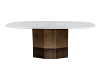 Ainsley 78.75" Marble Top Dining Table With Antique Bronze