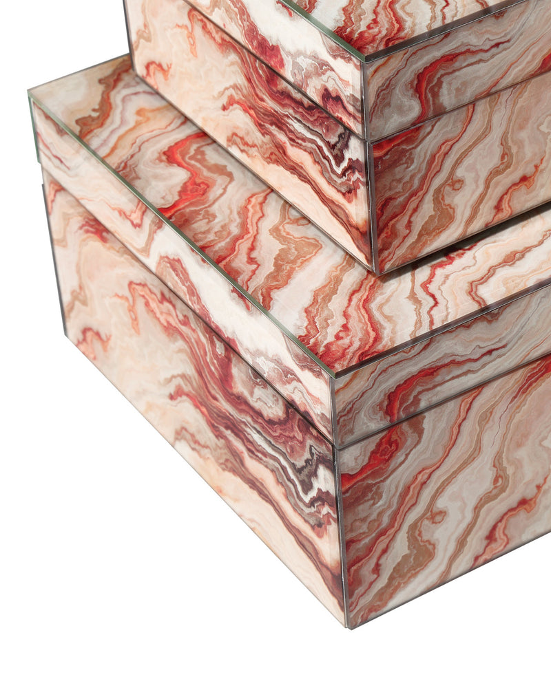 Celestial Red Swirl Boxes (Set of 2)