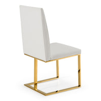 Camille Modern White Faux Leather & Gold Dining Chair