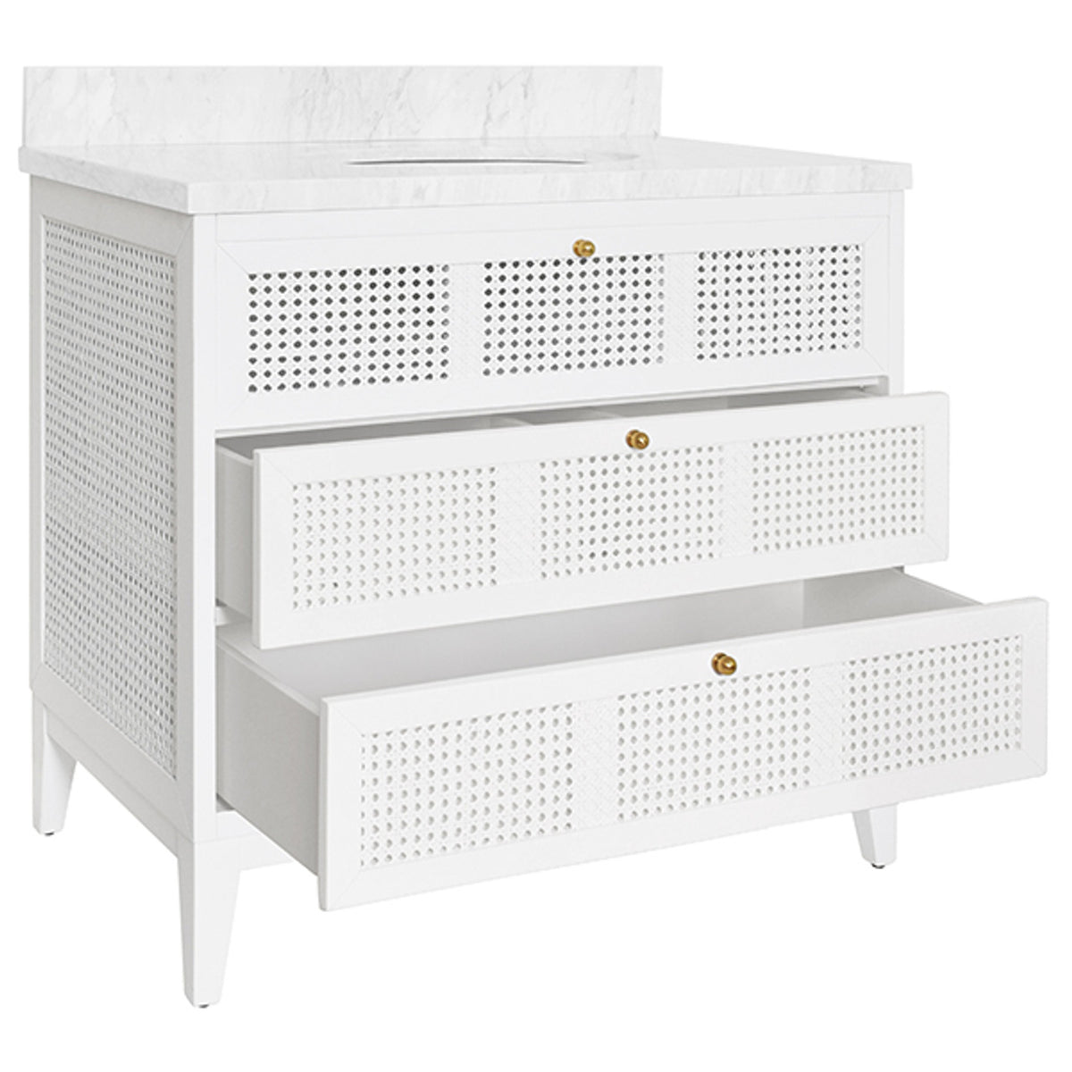 Sariah 36.5" White Cane & Marble Bath Linen