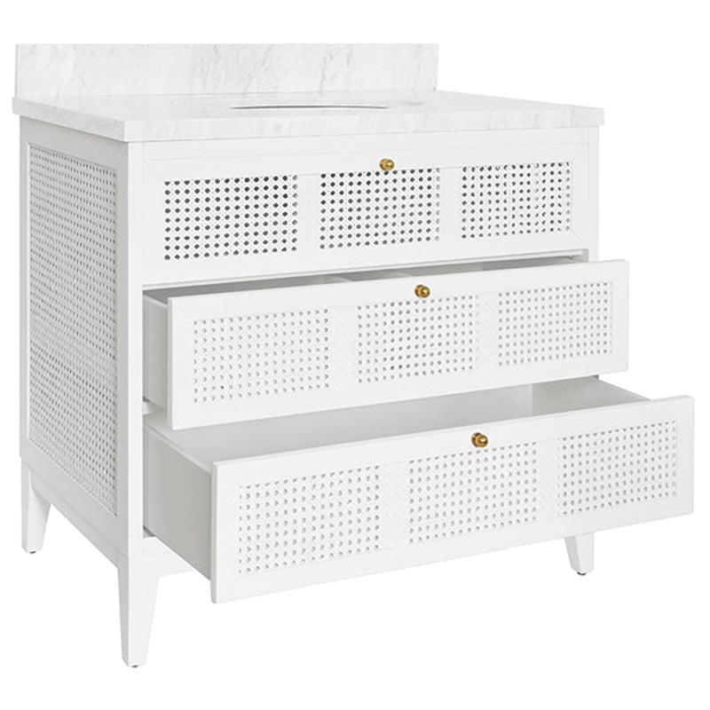 Sariah 36.5" White Cane & Marble Bath Linen