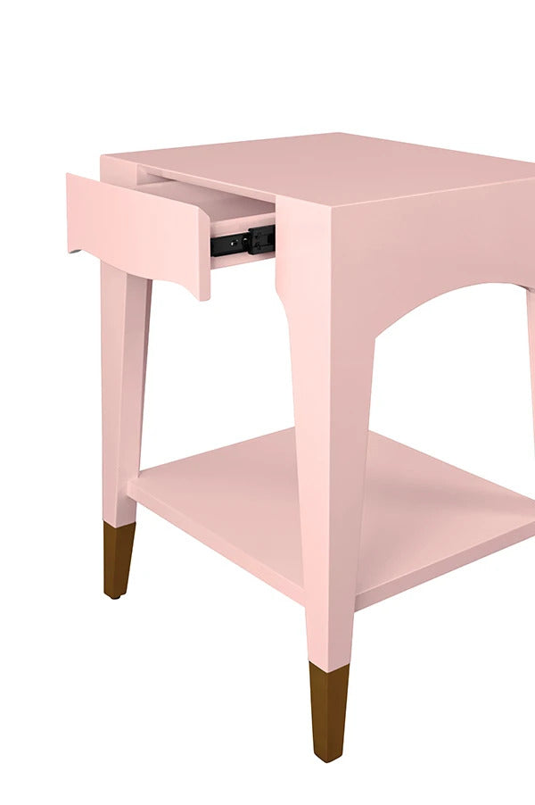 Julia 20" Pink & Gold Nightstand/Accent Table