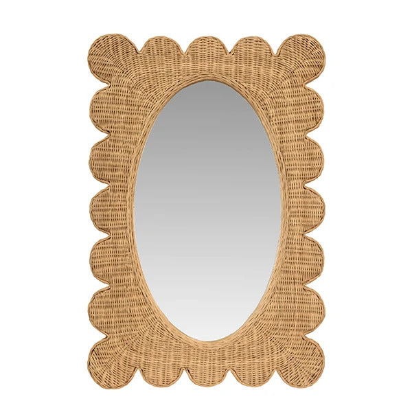 Harbor Scalloped Woven Rattan Mirror