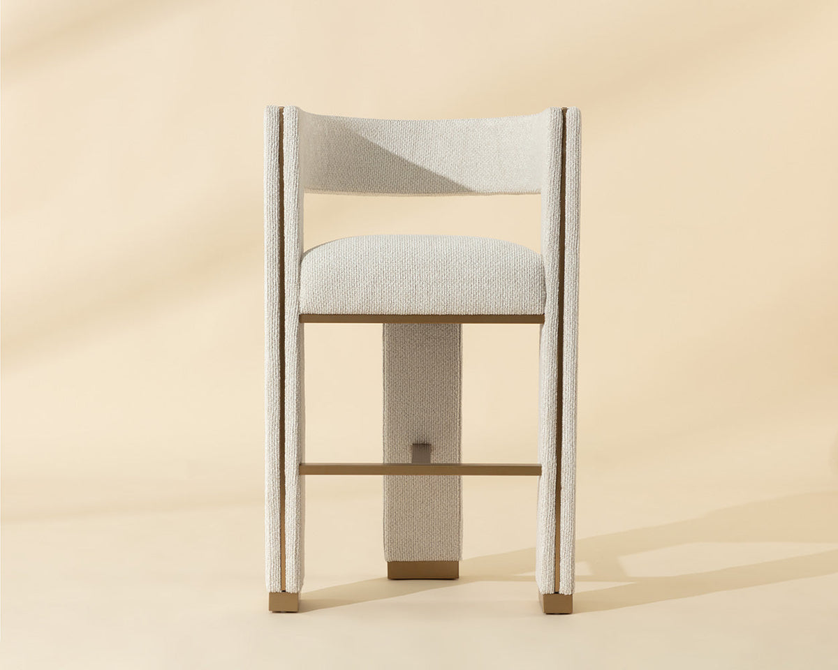 Adamina Light Barley Performance Fabric & Gold Bar Stool
