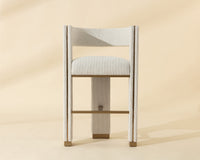 Adamina Light Barley Performance Fabric & Gold Bar Stool
