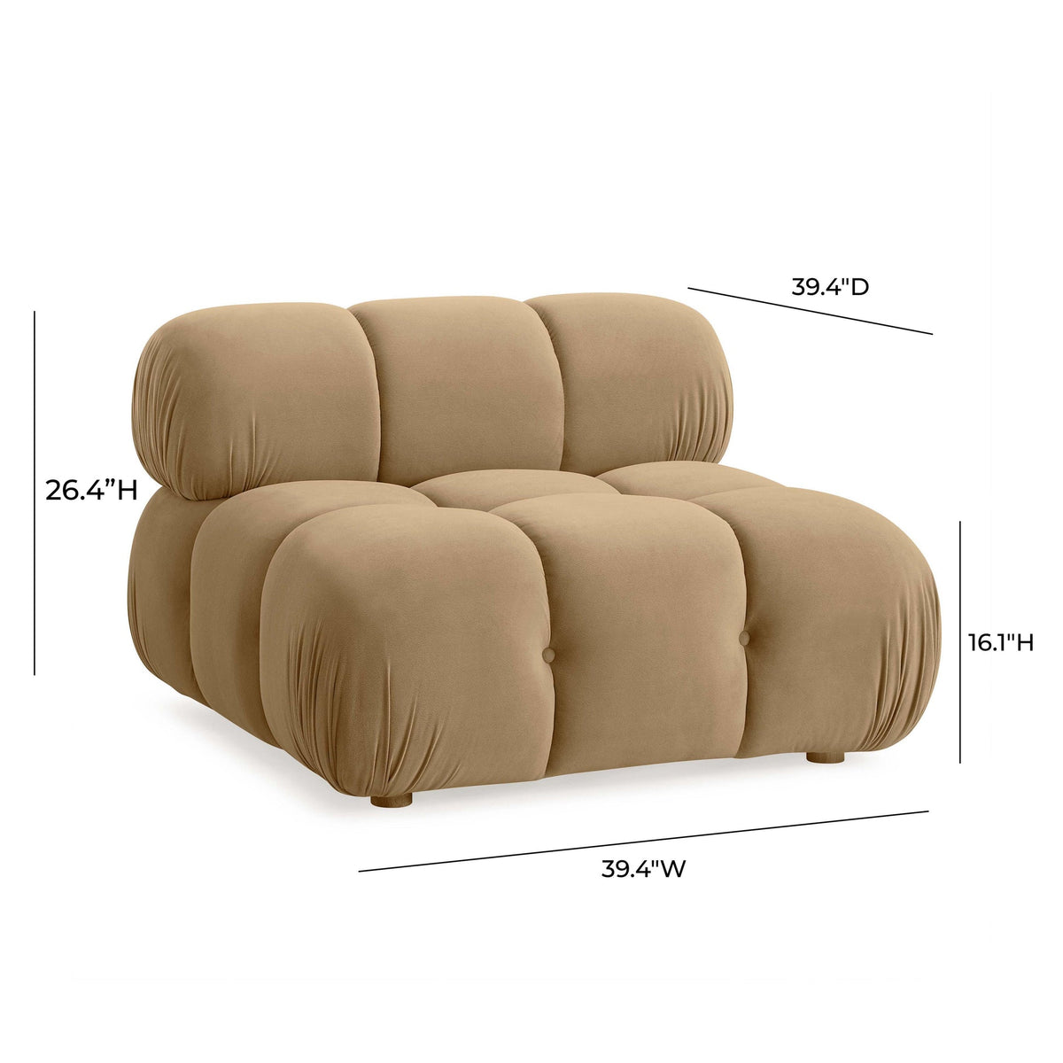 Vogue Cafe Au Lait Performance Velvet Modular Armless Chair