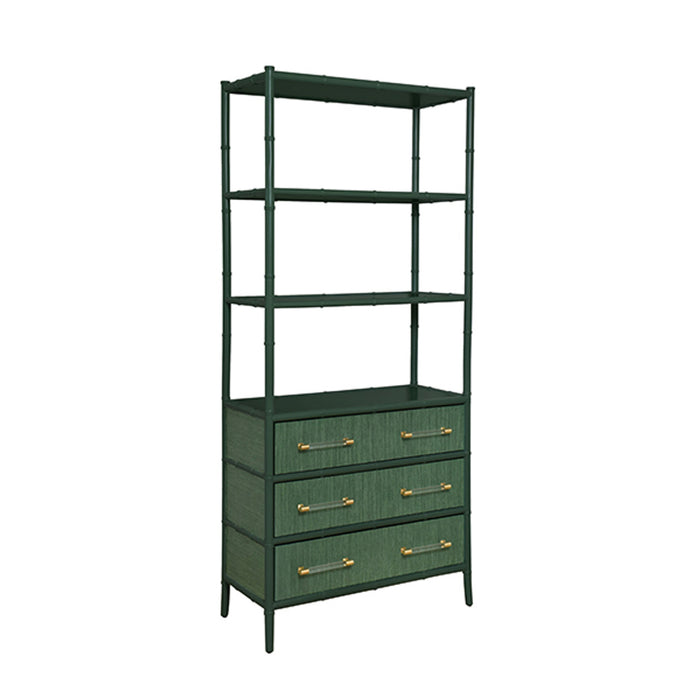 Fiona Green Grasscloth & Gold Etagere