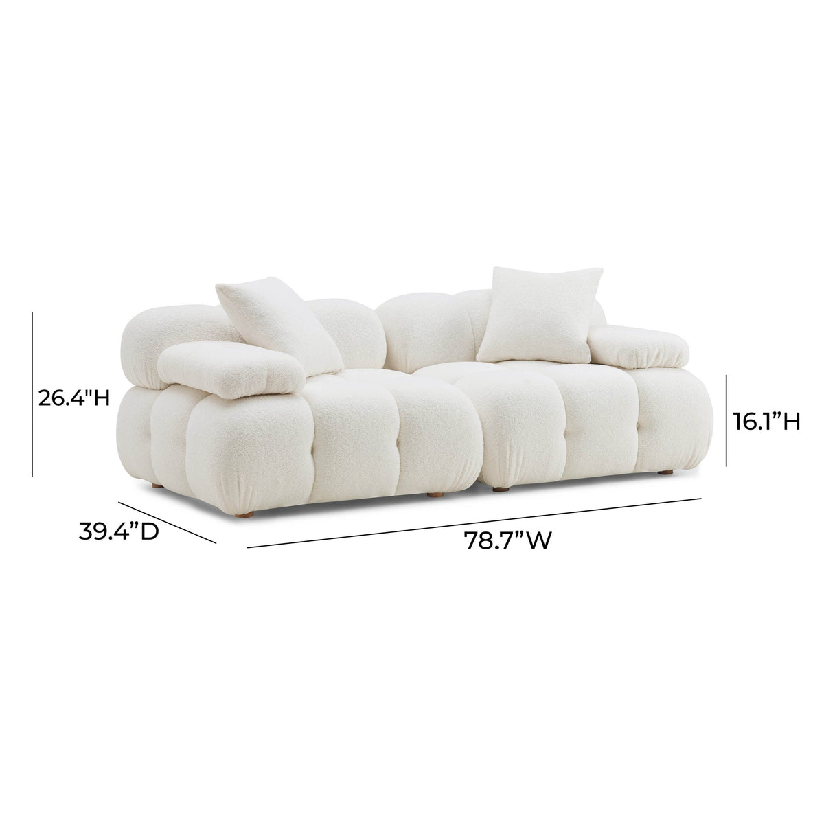 Vogue 78.7” Cream Performance Vegan Shearling Modular Loveseat