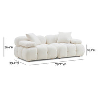 Vogue 78.7” Cream Performance Vegan Shearling Modular Loveseat