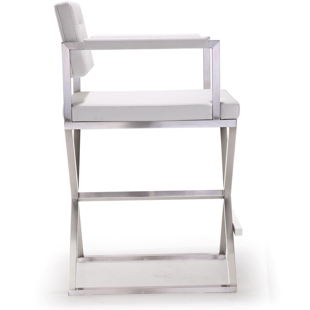 Lila White Faux Leather & Steel Counter Stool - Luxury Living Collection
