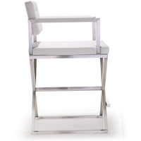 Lila White Faux Leather & Steel Counter Stool - Luxury Living Collection