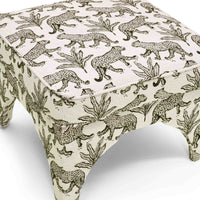 Kaelie Taupe Leopard Jacquard Ottoman