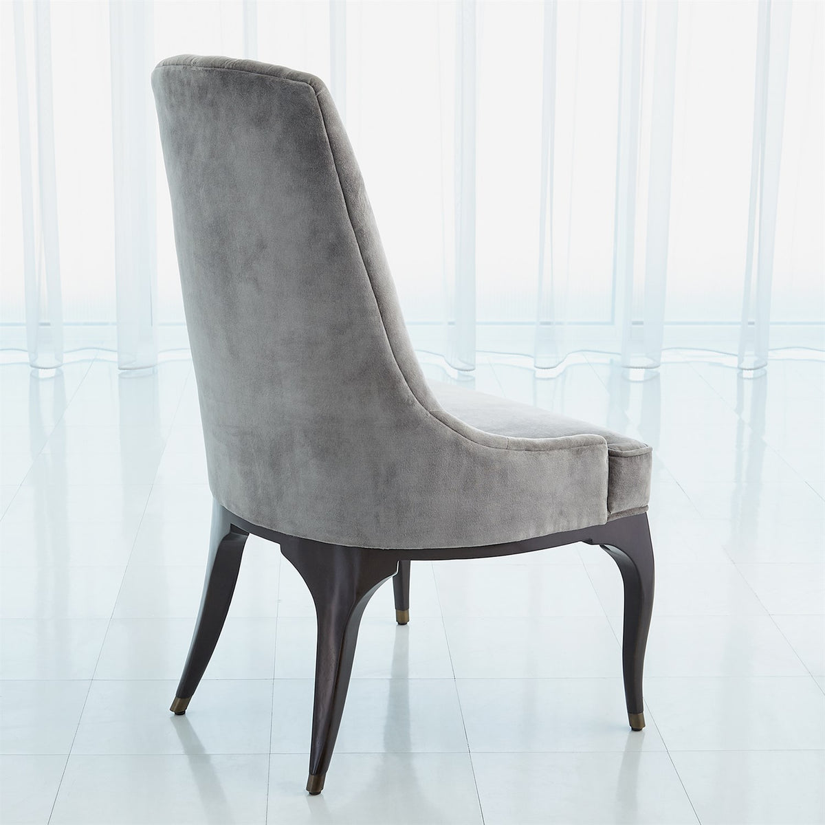 Channel Tufted Formal Gargoyle Velvet Dining Chair