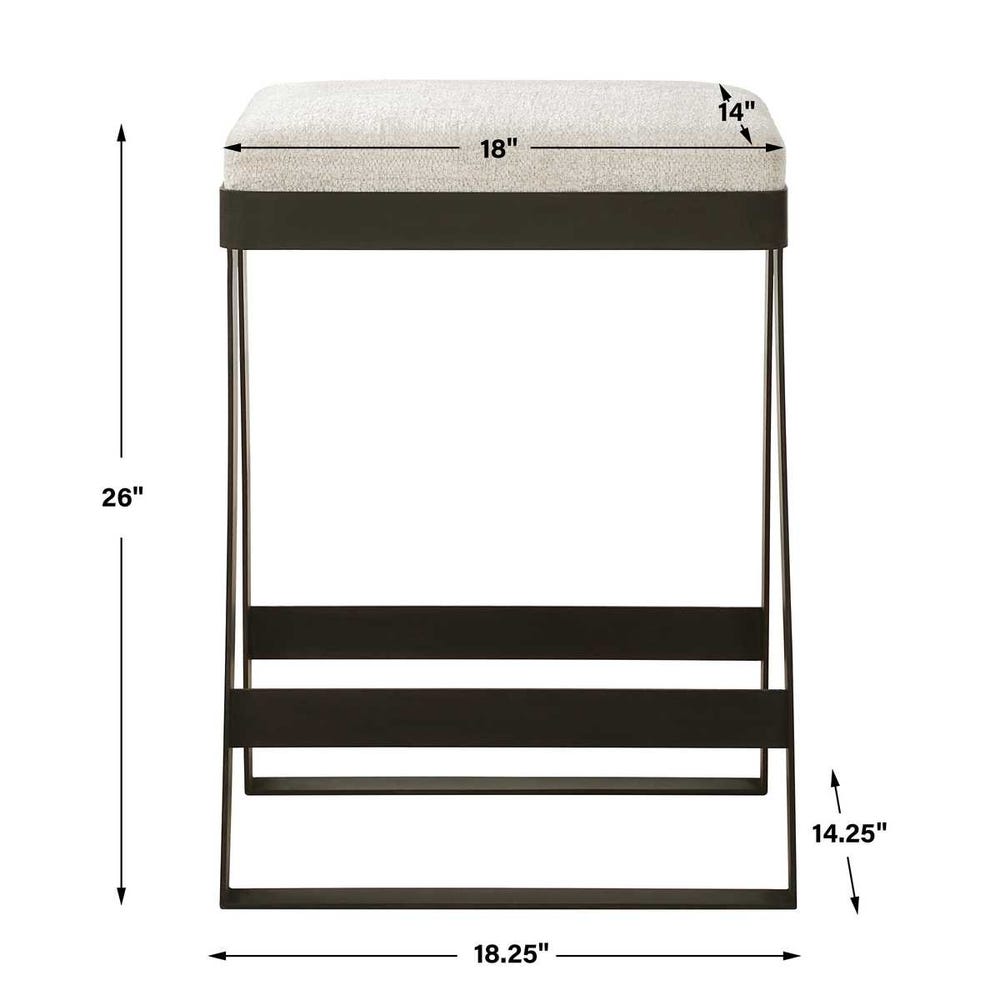 Farino Ivory Chenille Boucle Performance Fabric Counter Stool