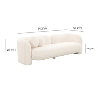 Camille 91.2" Cream Contract-Grade Faux Fur Sofa