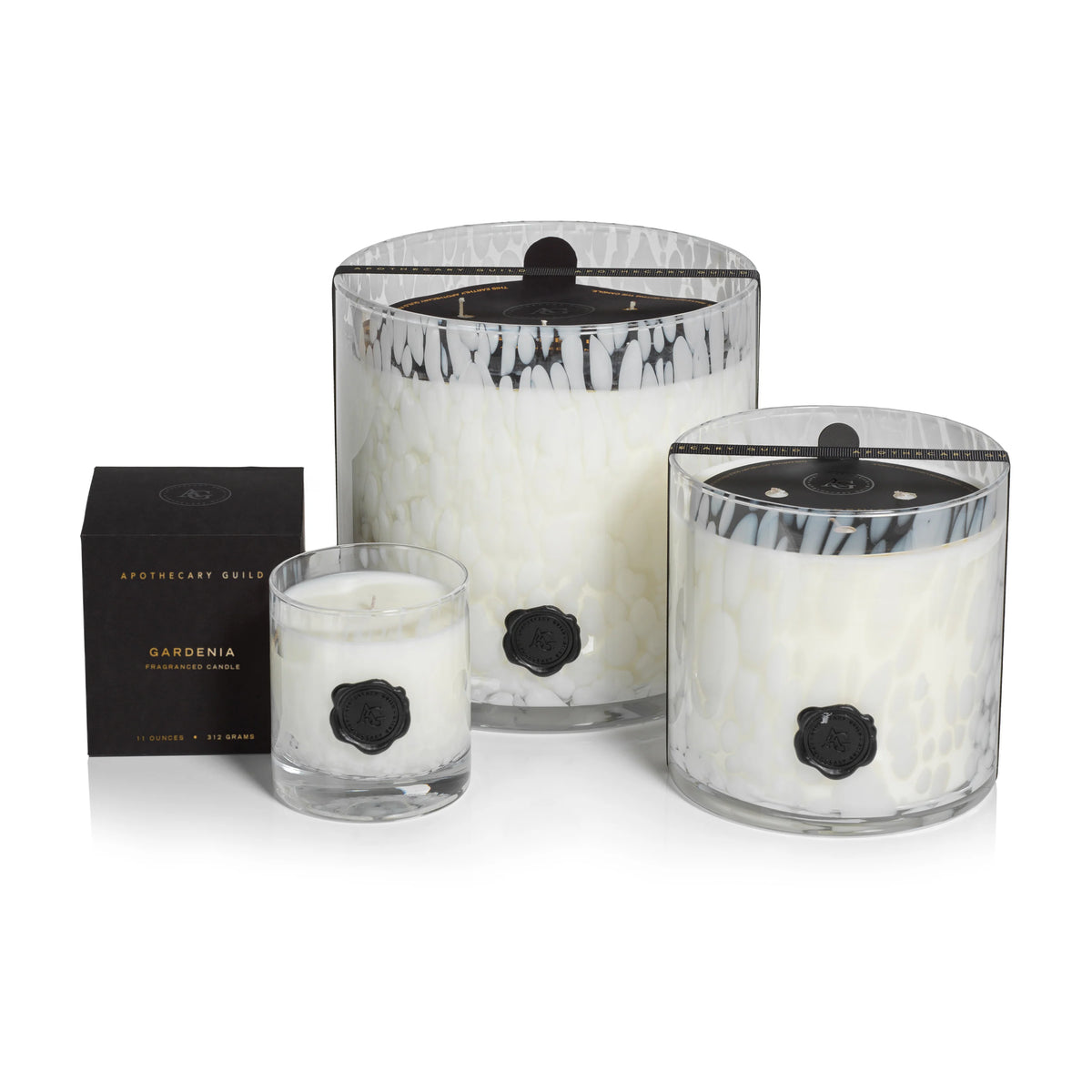 Opal Glass Five-Wick Candle Jar White/Gardenia (Set of 2)