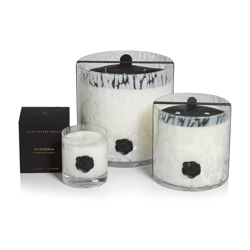 Opal Glass Five-Wick Candle Jar White/Gardenia (Set of 2)