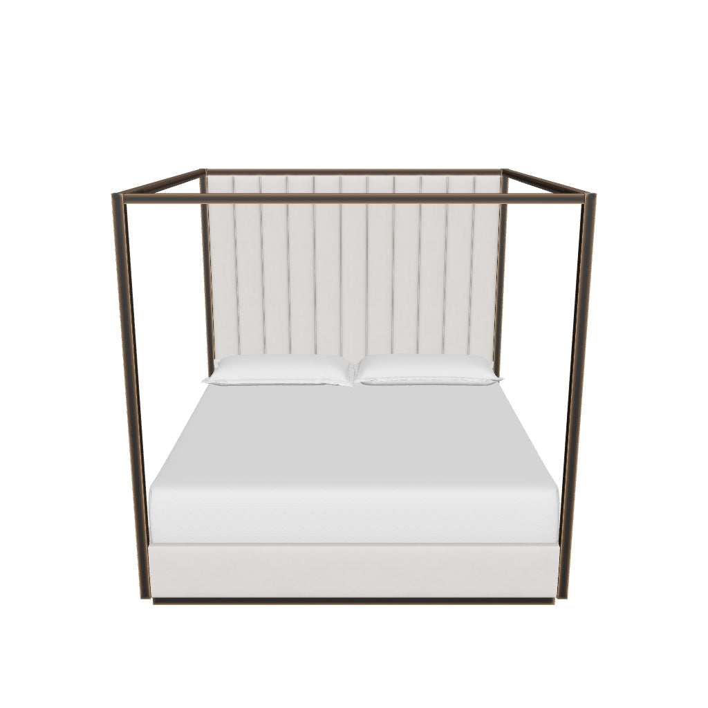 Casette Prosecco Performance Fabric & Rustic Bronze Canopy King Bed
