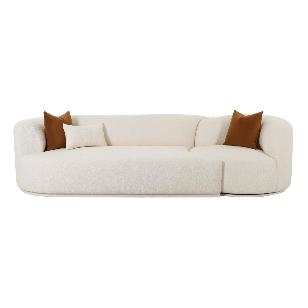 Pablo 111.8" Plush Cream Boucle 2-Piece Modular LAF Sofa
