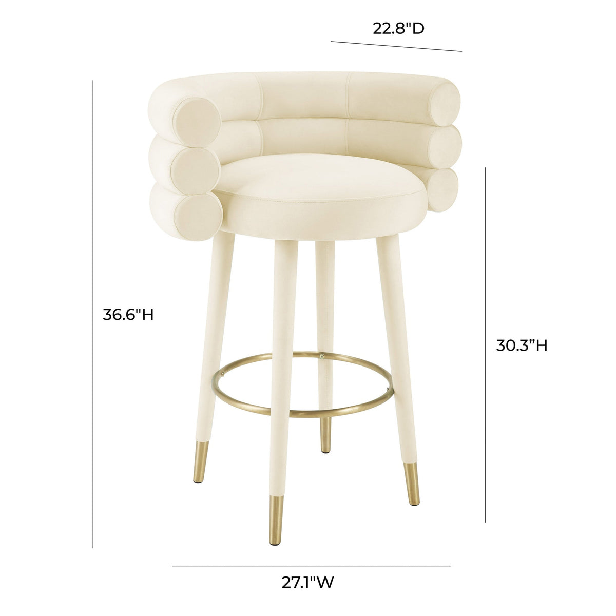 Nazri Cream Velvet Bar Stool