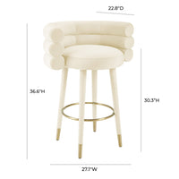 Nazri Cream Velvet Bar Stool