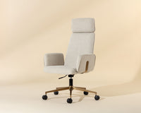 Kalev Cream Plush Fabric & Gold Desk Chair
