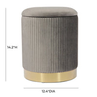 Kiana 12.4" Grey & Gold Velvet Storage Ottoman