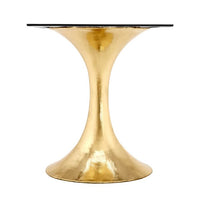 Ruthie 52" Black Round Dining Table/Entry Table, Brass With Marble Top