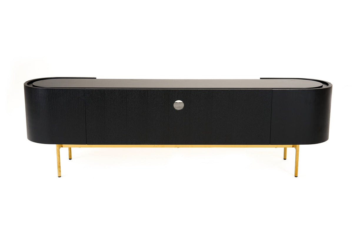Anita Modern Black Oak & Gold TV Stand