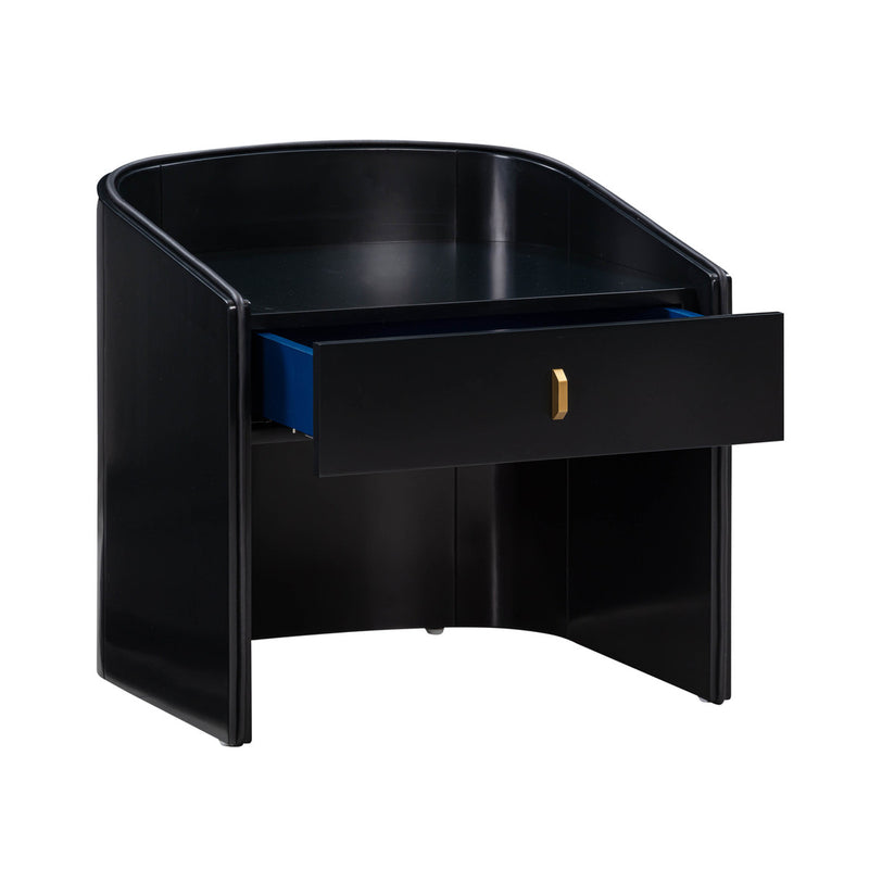 Alie Black Lacquer Nightstand - Luxury Living Collection