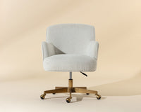 Karina White Boucle & Gold Curved Desk Chair