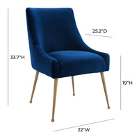 Prado Blue Velvet With Gold Frame Chair - Luxury Living Collection