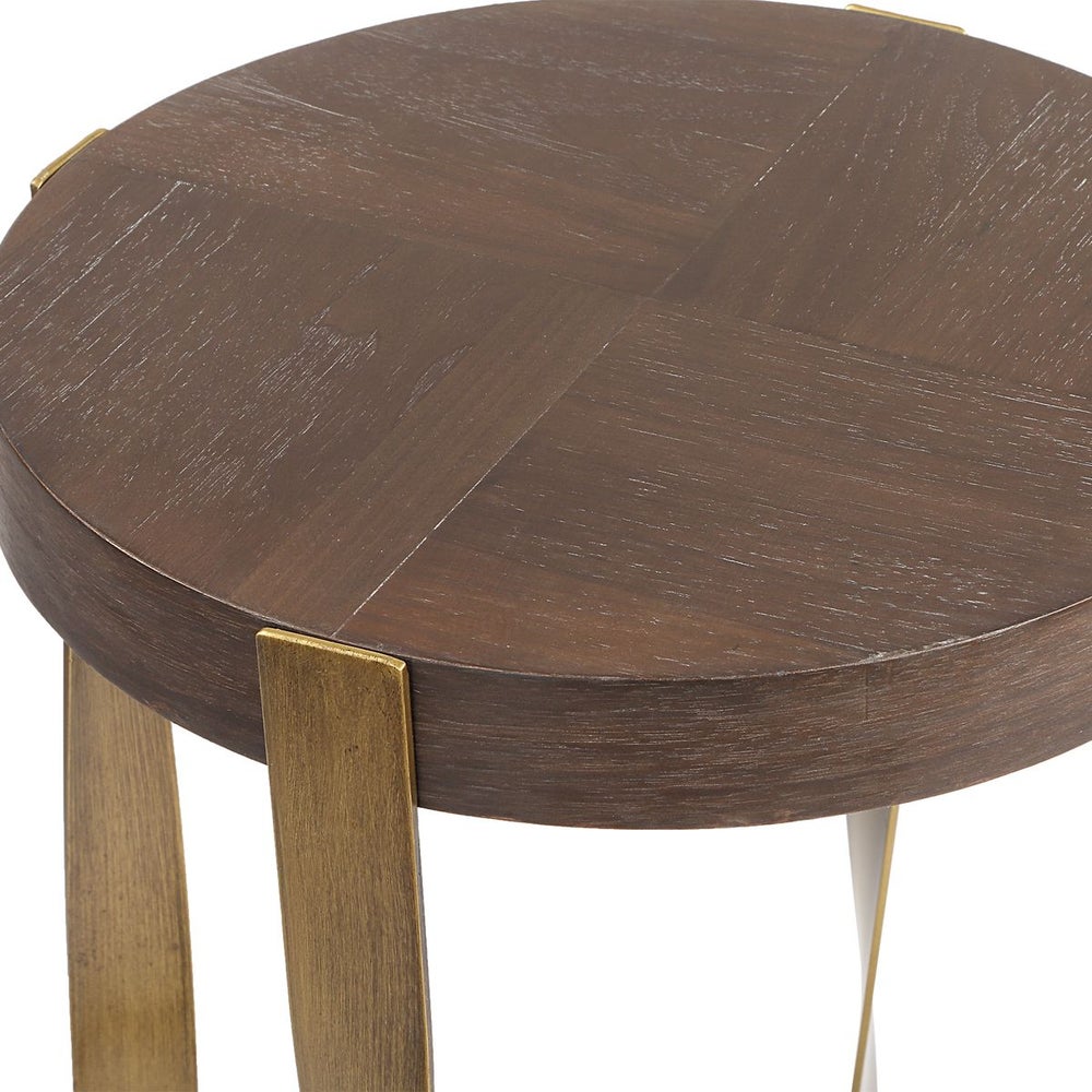 Olivia Walnut & Gold Accent Table