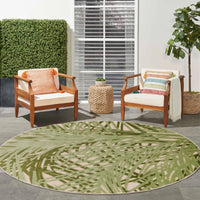 Annitra Indoor/Outdoor Ivory & Green Area Rug - Elegance Collection