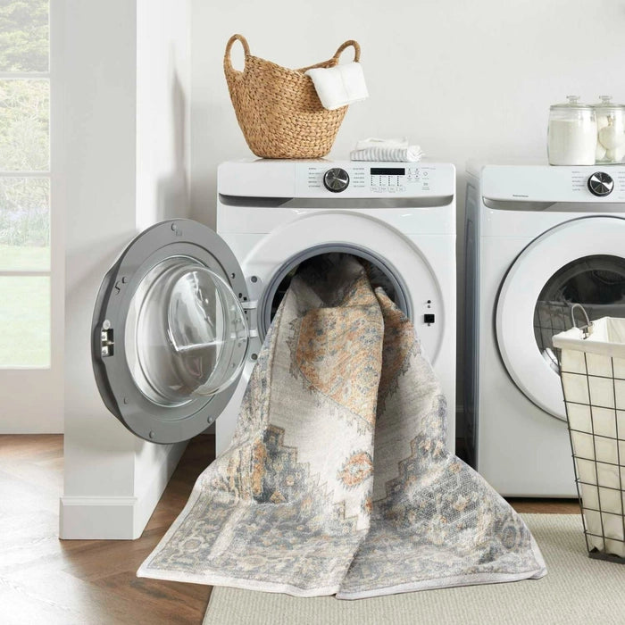 Pheobe Grey & Gold Washable Area Rug