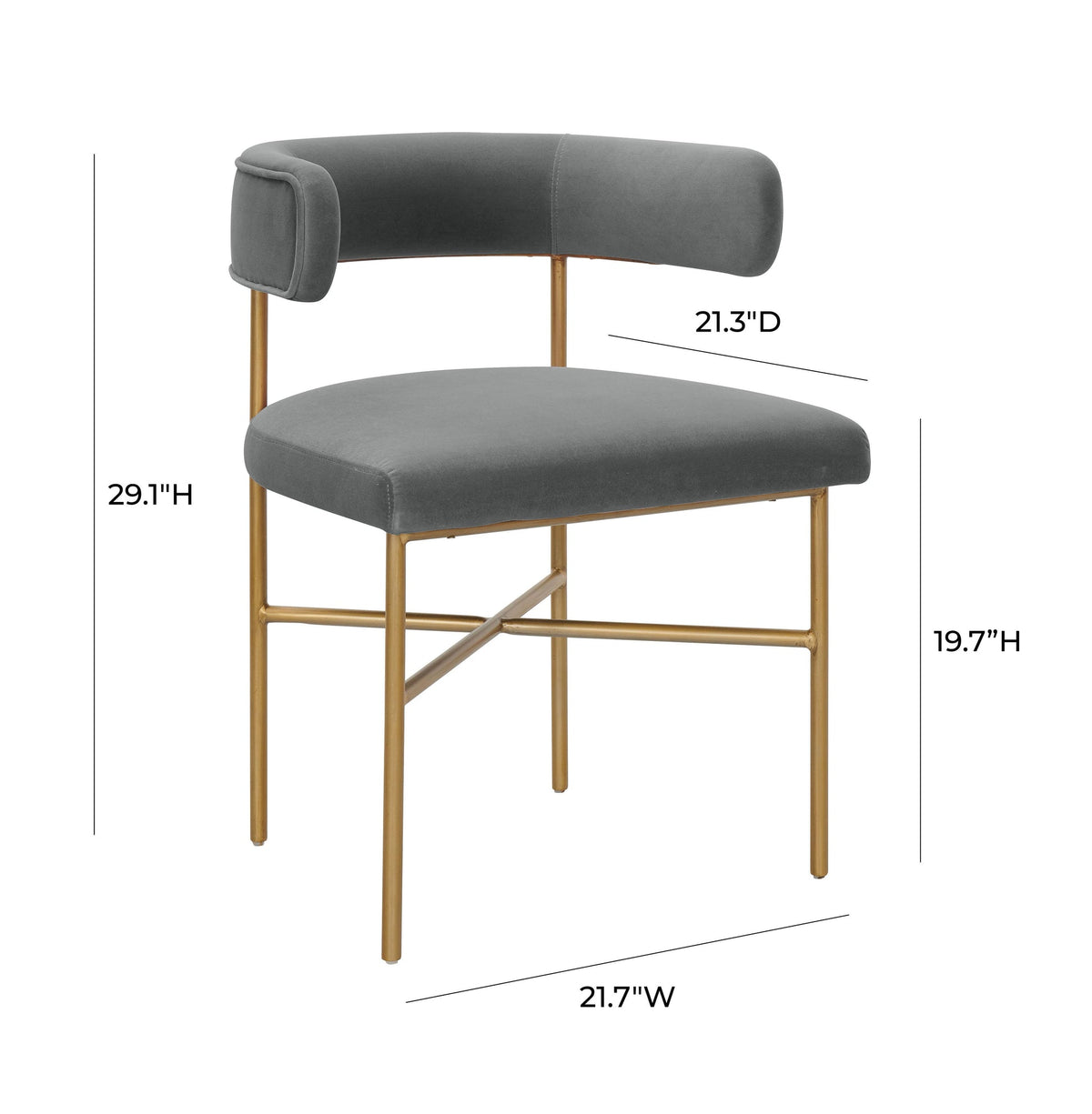 Stella Performance Grey Velvet With Gold Frame Chair - Luxury Living Collection
