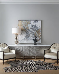 Averell Beige Metallic Velvet Chair with Satin Brass Details