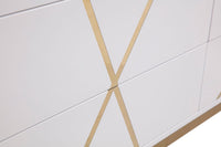 Ivo Modern 59" White Gloss & Gold Dresser