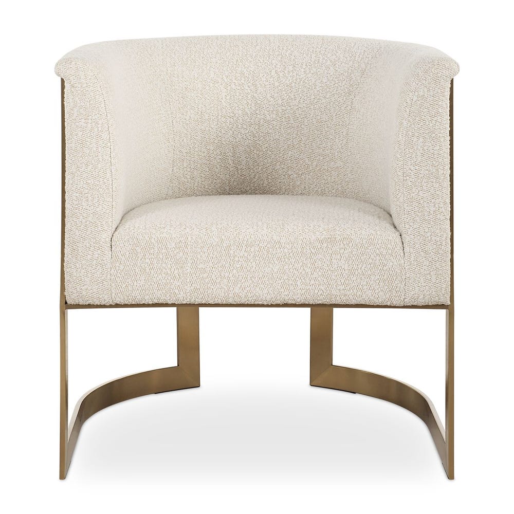 Linah Tan Boucle & Gold Accent Chair