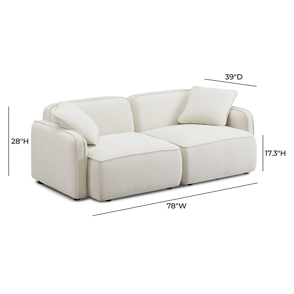 Travie 78" Sand Upcycled Performance Linen Modular Loveseat