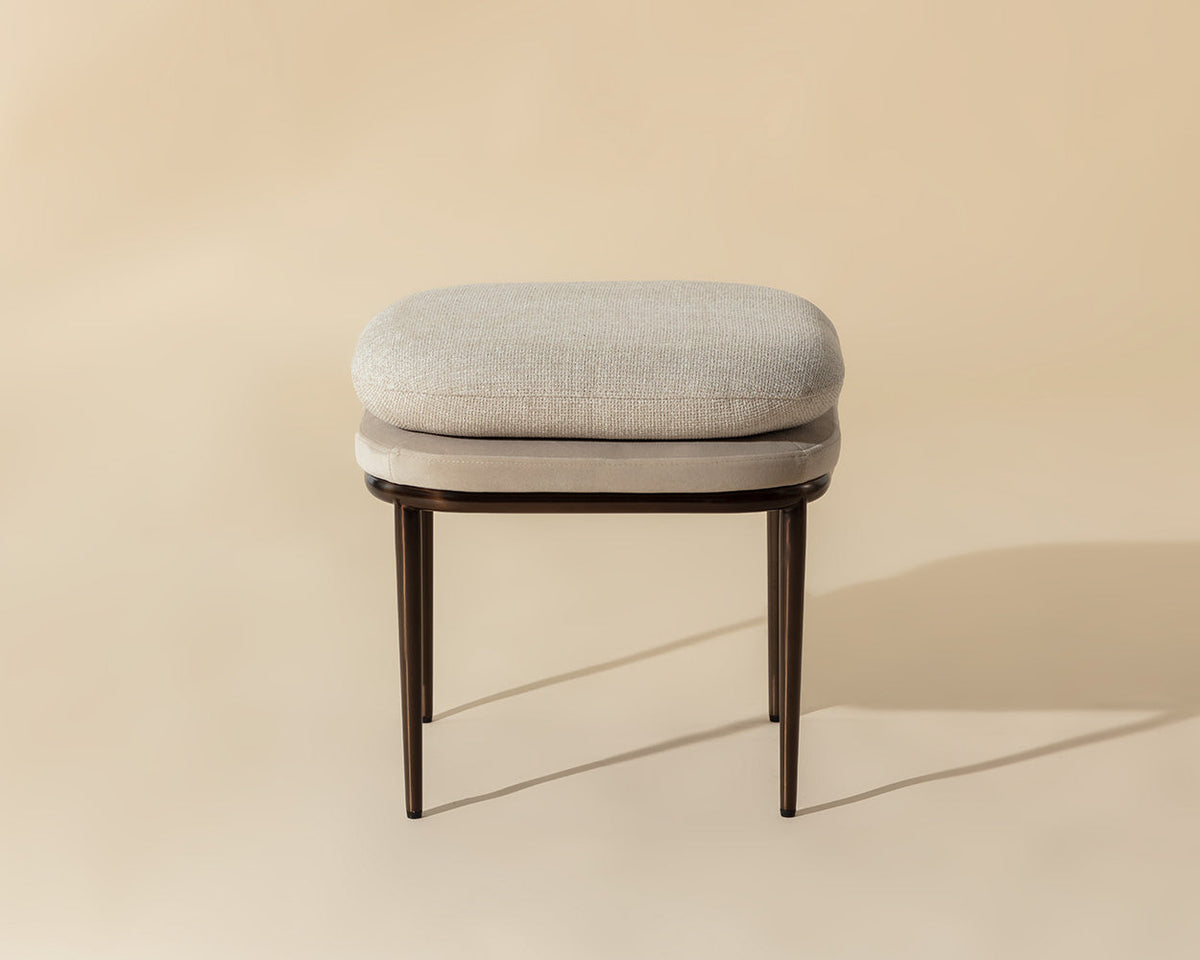 Koffi Cream/Taupe & Bronze Ottoman
